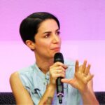 Andrea Delogu durante un’intervista pubblica al Wired Next Festival