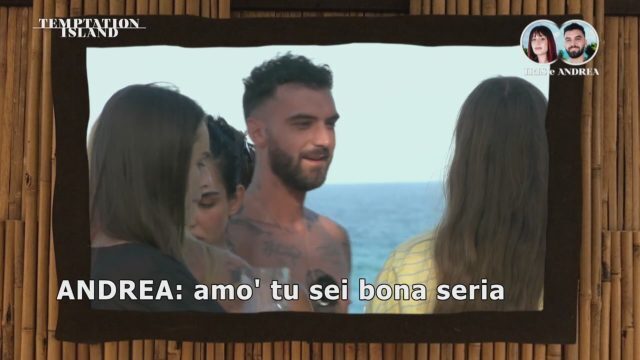 Iris guarda nel capanno un filmato di Andrea a Temptation Island