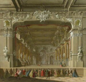 Dipinto storico con interno di un teatro